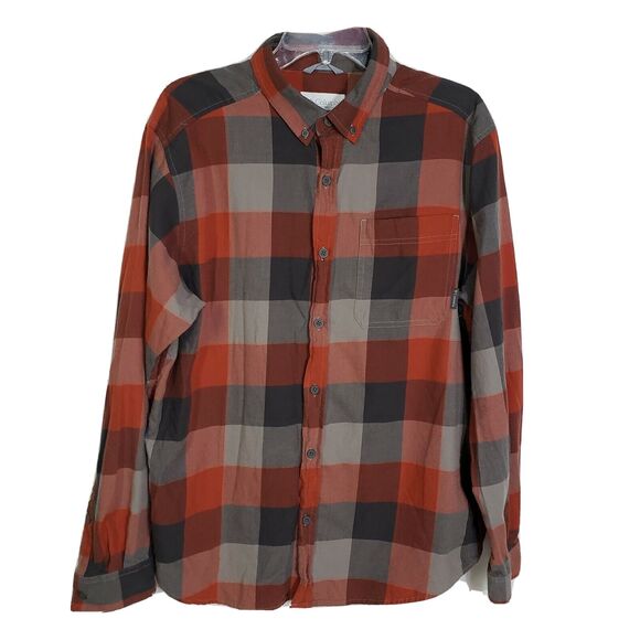 Columbia Mens Shirt Medium Out and Back II Orange Plaid Button Down Long Sleeve - Picture 1 of 11